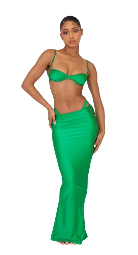 SAIDA MAXI SKIRT - SHINY GREEN | LONG - 41.5" (5'6" + UP) / Small