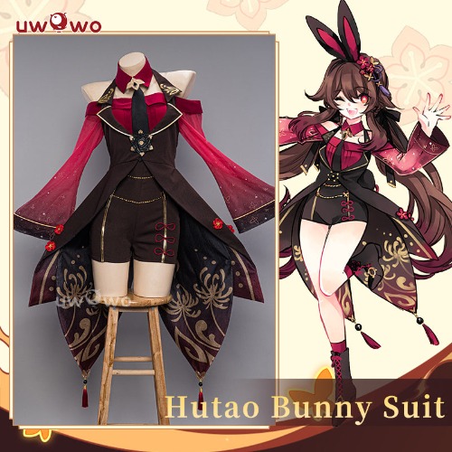 Exclusive Uwowo Genshin Impact Fanart Hutao Bunny Suit Cute Cosplay Costume - 【In Stock】L