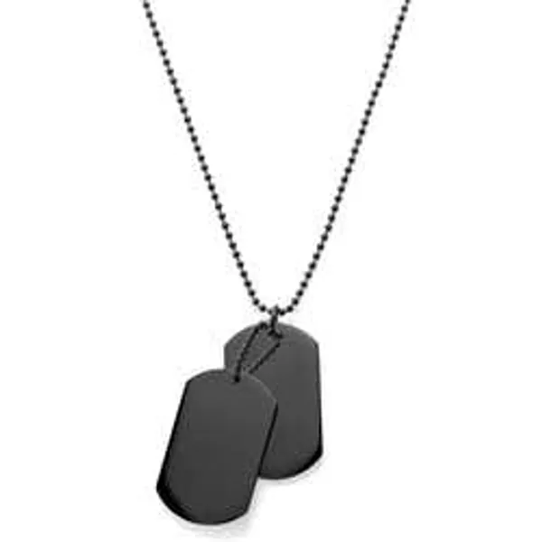 Black Stainless Steel With Double Dog Tag