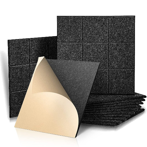 Zelfklevende akoestische panelen, 12-delige geluidsabsorberende wand met hoge dichtheid voor wanddecoratie en akoestische behandeling, akoestisch schuim met afgeschuinde rand (30x30x0,9 cm)