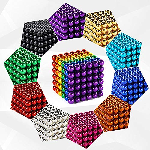 1000 stuks 3mm M-agnetic Toys M-agnet ballen en M-agnetische kralen bouwstenen Cool Toys Intellectuele Ontwikkeling Kantoor Gadget Stress Relief Geschenken voor tieners en volwassenen (10 kleuren)