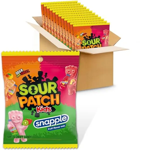 SOUR PATCH KIDS Snapple Soft & Chewy Candy, 12-3.61 oz Bags