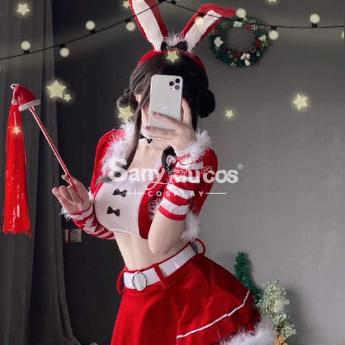 【In Stock】Christmas Cosplay Two-Piece Bunny Girl Suit Cosplay Costume - Red