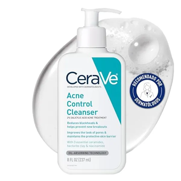 CeraVe Gel Limpiador Control Imperfecciones, Para Piel con Tendencia Acneica y Grasa, Reduce el Acné, los Puntos Negros y Mejora los Poros, Tratamiento en Gel con Ácido Salicílico, 236ml