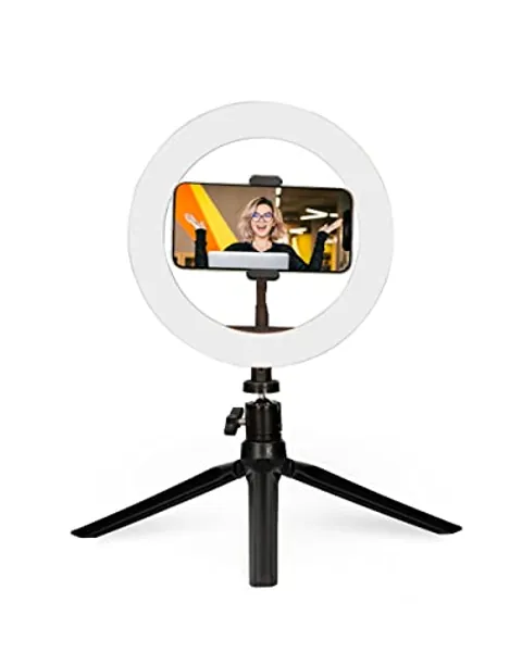 KSIX Aro de Luz Trípode sobremesa Regulable. Anillo de Luz Led para Móvil, 3 Temperaturas de Luz y 10 Intensidades de Brillo. Ring Light para TIK Tok, Fotografía, Selfie