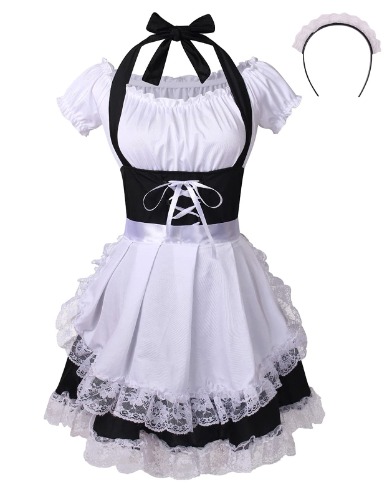 Colorful House Women's Anime Cosplay French Apron Maid Fancy Dress Costume - 3XL/4XL Black(sexy)