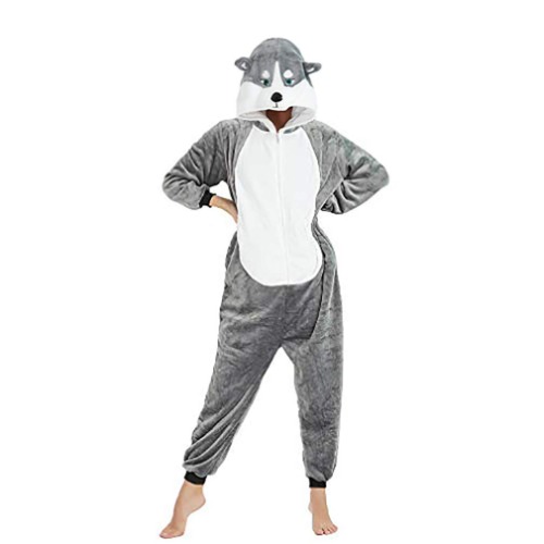 ANBOTA Easter Bunny Costume Rabbit Onesie for Adult Women Men Halloween Pajama - XL for height 5'11" to 6'3" M-gray Dog