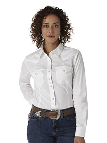 Wrangler Women's Western Yoke Two Snap Flap Pocket Shirt - 3X-Large - White