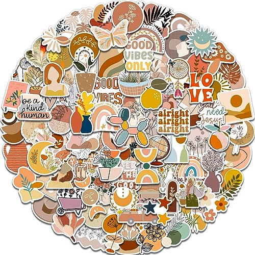 Benresive 100 Pcs Cute Stickers for Teens, Water Bottle Stickers, Preppy Boho Aesthetic Sticker Packs, Vinyl Waterproof Scrapbook Laptop Bulk Stickers for Adults Girls Kids - 100Pcs