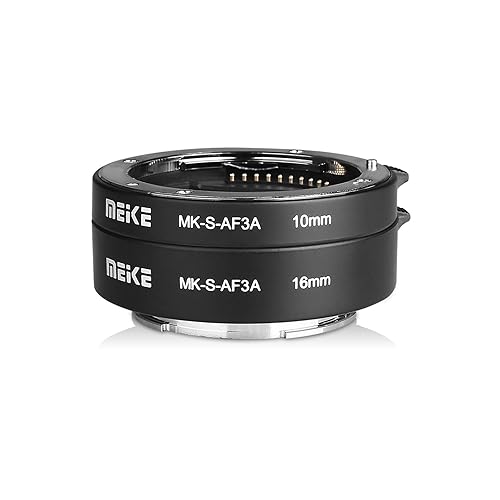 MEIKE MK-S-AF3A AF Auto Focus Macro Extension Tube Adapter Ring (10mm+16mm) for Sony Mirrorless E-Mount FE-Mount A7 NEX Camera A7 A7II A7M2 NEX3 NEX5 NEX6 NEX7 A5000 A5100 A6000 A6300 A6500 A9 A6400 - Mk-s-af3a