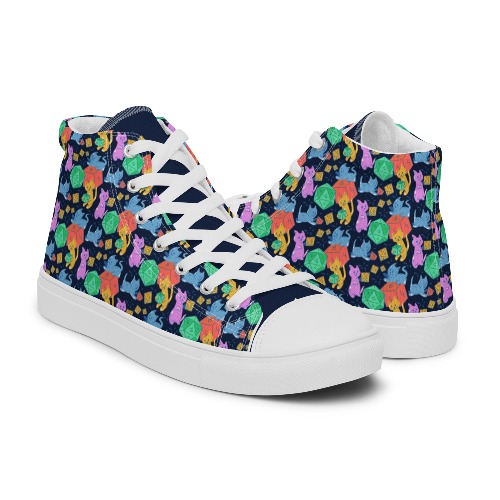 Cute Polyhedral Kitties Women’s High Top Canvas Shoes - 10