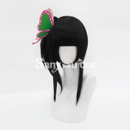 【In Stock】Anime Demon Slayer Cosplay Tsuyuri Kanao Black Ponytail Medium Cosplay wig
