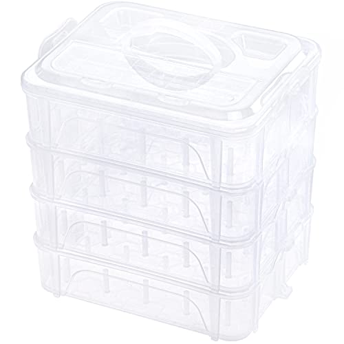 New brothread 4 Layers Stackable Clear Storage Box/Organizer for Holding 80 Spools Home Embroidery & Sewing Thread (Spool Size Requirement: Height≤2.2"/5.6CM; Width≤1.69"/4.3CM) - 4 Layers