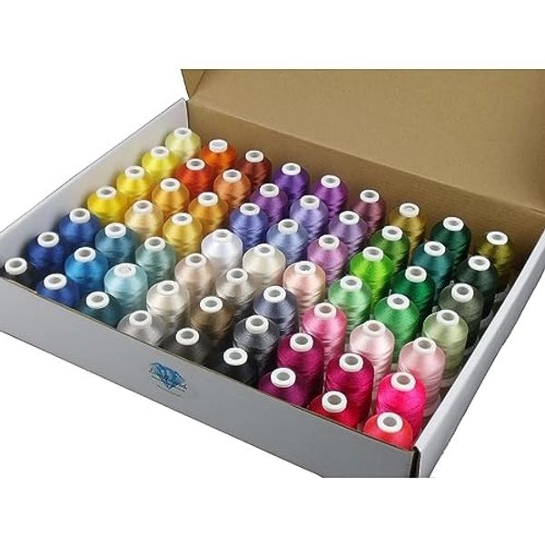 Simthread 63 Brother Colors Polyester Embroidery Machine Thread Kit 40 Weight for Brother Babylock Janome Singer Pfaff Husqvarna Bernina Embroidery and Sewing Machines 550Y - 63 Colors