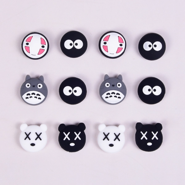 Gray Cat Switch Thumb Grips Cute No-Face Soot Sprites OLED Joystick Caps - A