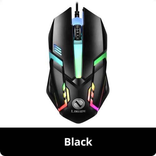 Colorful Backlit Wired Gaming Mouse - Black