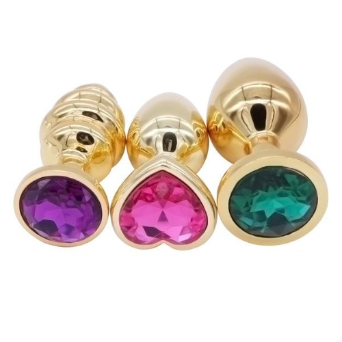 Heart Plugs (3 Piece Set + Many Colors) - Gold Mix