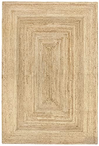Hamid - Alfombra Yute Alhambra Color Natural, Alfombra 100% Fibra de Yute, Trenzado a Mano, Alfombras de Salón, Comedor, Dormitorio, Pasillos, Color Natural (200x300cm) - 200x300cm - Natural