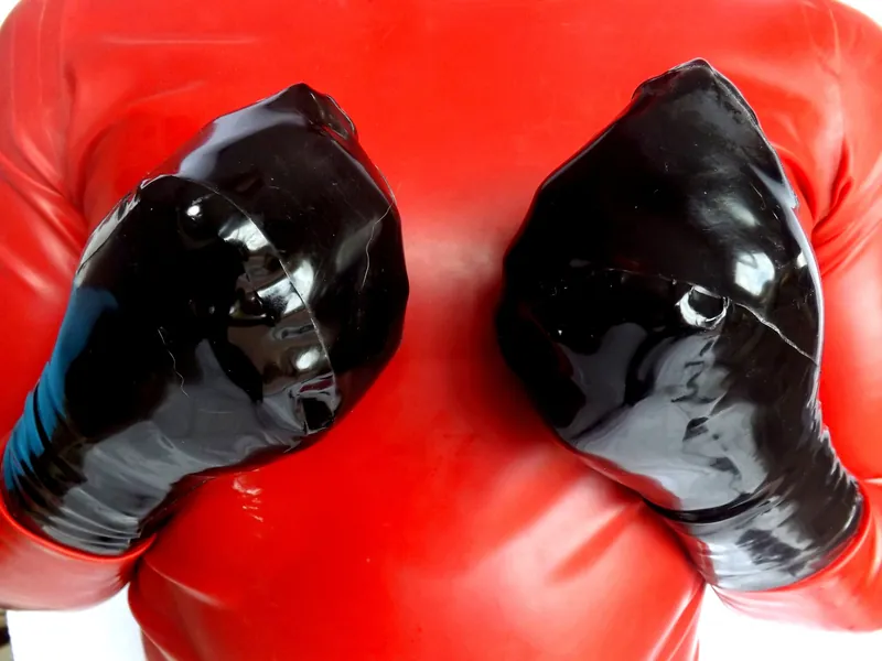 Bondage Fist Mitts, Slip-on, in Latex Rubber