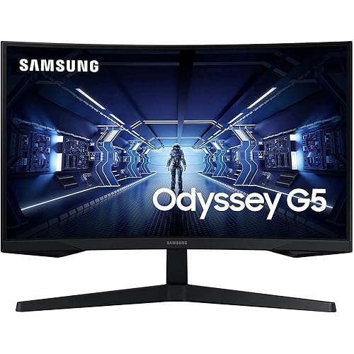 Samsung Odyssey G5 LC27G55TQWRXXU 27" 1000R Curved Gaming Monitor - 144Hz, 1ms, 1440p QHD, Freesync Premium, HDR10, HDMI, Displayport - 27 Inch QHD