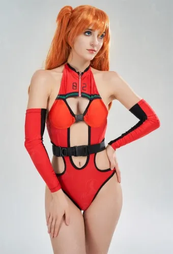 EVA Derivative Swimsuit  -  Red Cutout