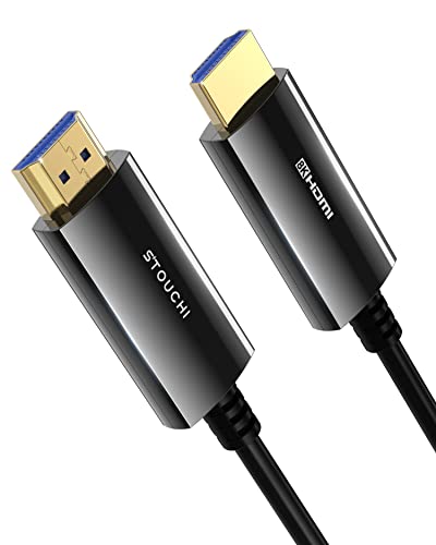 8K HDMI Fiber Optic Cable 50ft, Stouchi 48Gbps Ultra High Speed HDMI 2.1 Cable, CL3 Rated, 10K 8K60Hz 4K120Hz 2K144Hz Dynamic HDR HDCP 2.2 & 2.3 eARC Compatible for PS5, Xbox Series X, Apple TV 4K - 50FT - 1
