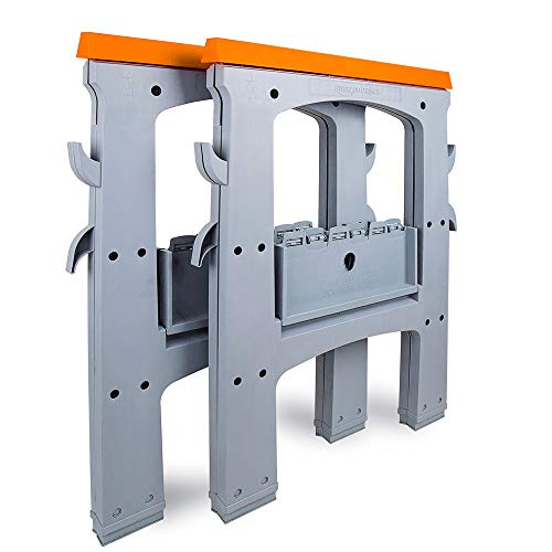 Amazon Basics Folding Sawhorse - Set of 2, 900 Pound Capacity - 900-Pound