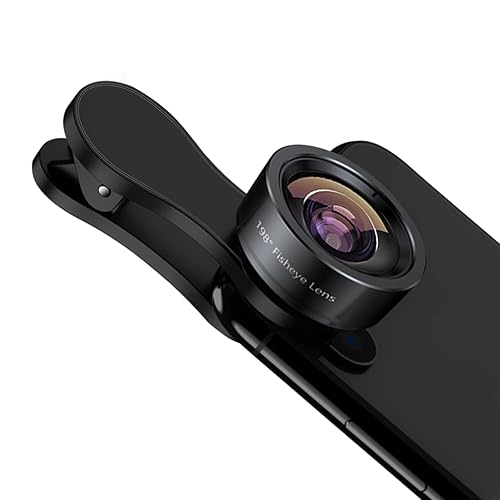 KEYWING Fisheye Lens 198° Fish Eye Phone Camera Lens Kit for iPhone Fish Bowl Camera Lens Attachments for iPhone 7 8 x xr 11 12 13 pro max Samsung Smartphone Black - single fisheye