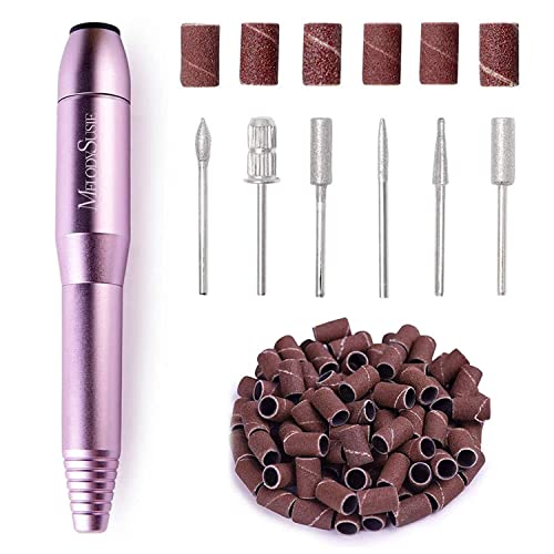 MelodySusie Portable Electric Nail Drill, Compact Efile Electrical Professional Nail File Kit for Acrylic, Gel Nails, Manicure Pedicure Polishing Shape Tools Design for Home Salon Use, Purple - Purple