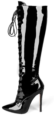 Eldof Women's Knee-High Boots Lace Up High Heeled Stiletto Sexy Boot - 10 Bordeaux
