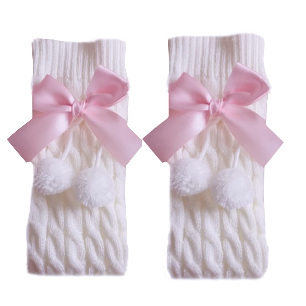 Women Girls Leg Warmer Socks Japanese Students Kawaii Crochet Lolita Socks Knitted Cosplay Cartoon Warm Thigh High Socks - White2