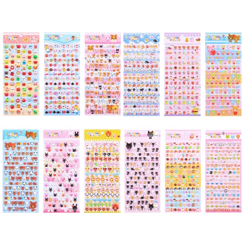 ToneGrip 1200+PCS Kids Stickers Different Sheets Colorful Self Adhesive Crafts DIY Face Body Stickers Bulk Scrapbooking Enjoying Summer Vacation Gift Party Supplies Reward for Girls Boys