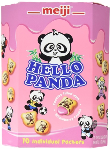 Meiji Hello Panda Family Pack Cookies, Strawberry, 9.1 oz (10 Individual Packets) - Strawberry 0.91 Ounce (Pack of 10)
