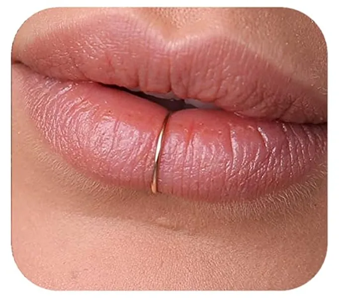 Gold Fake Lip Ring - No Piercing Needed Lip Cuff - 14k Gold Filled 20 Gauge Fake Lip Piercing Jewelry