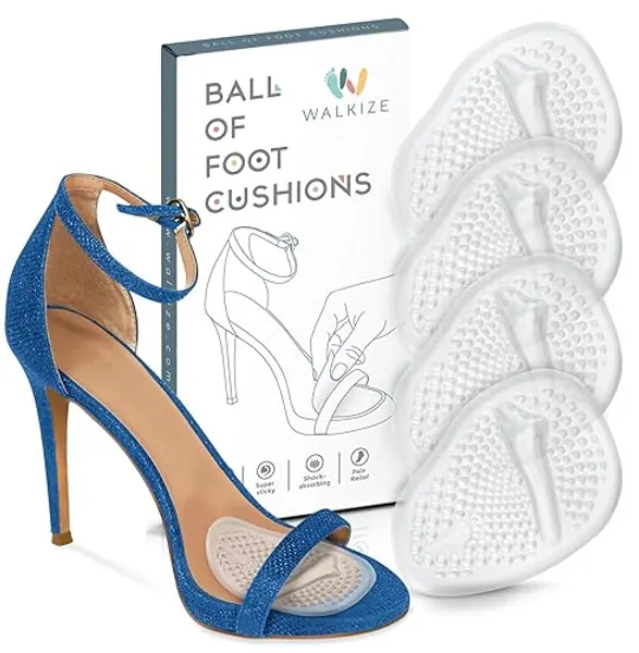 Metatarsal Pads Women | Heel Inserts for Women | Ball of Foot Cushions (2 Pairs Foot Pads) All Day Pain Relief and Comfort One Size Fits Shoe Inserts for Women (Clear) - Clear