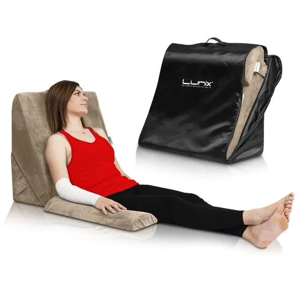 Lunix LX6 3pcs Orthopedic Bed Wedge Pillow Set, Post Surgery Memory Foam for Back,Leg and Knee Pain Relief. Sitting Pillow for Reading, Adjustable Pillows for Acid Reflux and GERD for Sleeping Brown