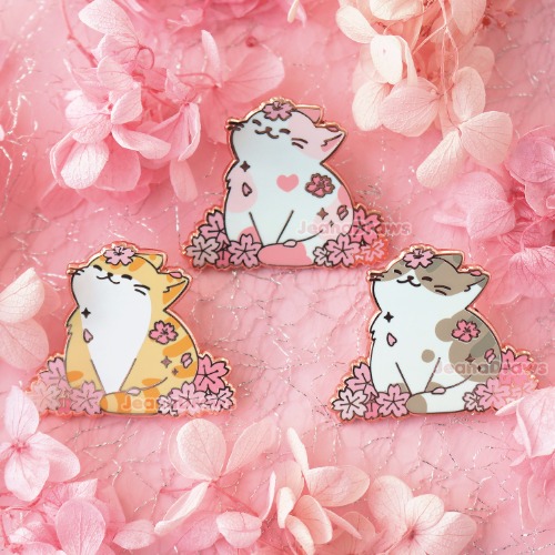 Sakura Cat Enamel Pin - Pink