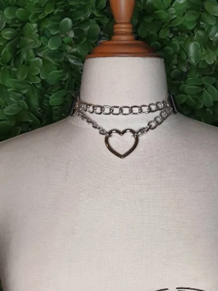 Silver Chain Heart Choker With Straps | Etsy Australia