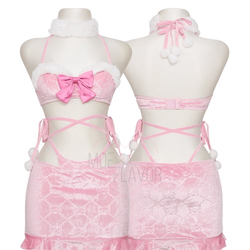 Pastel Winter Top & Skirt [MOEFLAVOR x Gloomy Bear] - Pink / M/L