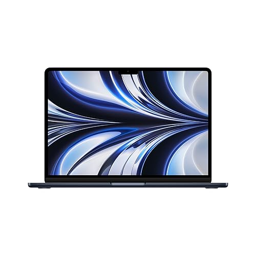 Apple 2022 MacBook Air Laptop with M2 chip: Built for Apple Intelligence, 13.6-inch Liquid Retina Display, 16GB RAM, 256GB SSD Storage, Backlit Keyboard, 1080p FaceTime HD Camera; Midnight - 16GB Unified Memory, 256GB SSD Storage - Midnight - without AppleCare+