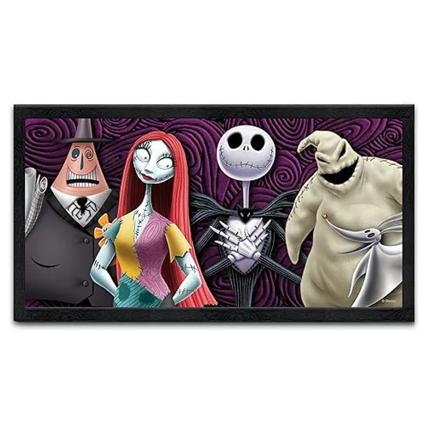 Silver Buffalo NB1249ACJ Nightmare Before Christmas Group Gel Coat Framed MDF Wall Art, 8" x 16" - Nightmare Before Christmas Group
