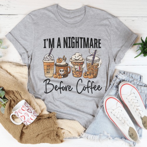 Nightmare Before Coffee Tee - Athletic Heather / 3XL