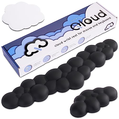 Qloud Cloud Wrist Rest Keyboard – Cloud Palm Rest Keyboard Rest Desk Cloud Wrist Pad – Keyboard Wrist Rest for Computer Keyboard Gaming Wrist Rest Cloud Arm Rest Keyboard Wrist Pad - Matte Black - Matte Black