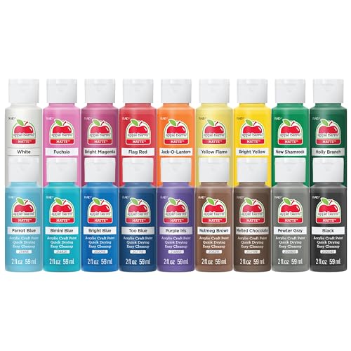 Apple Barrel, Classic Elegance & Bold Impressions Collection Acrylic Craft Paint, 2 fl oz each, 18 assorted matte colors, 18 count - 18 pc Classic Elegance & Bold Impressions