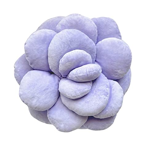 Mello Moonstone 3D Succulent Plant Pillow Lavender Nebula Bed Flower Decorative Cute Soft Sofa and Chair Plush Throw Cushion Great for Plant Lovers Green Thumb Friends and Family Accent Decor Gift - Lavender Nebula