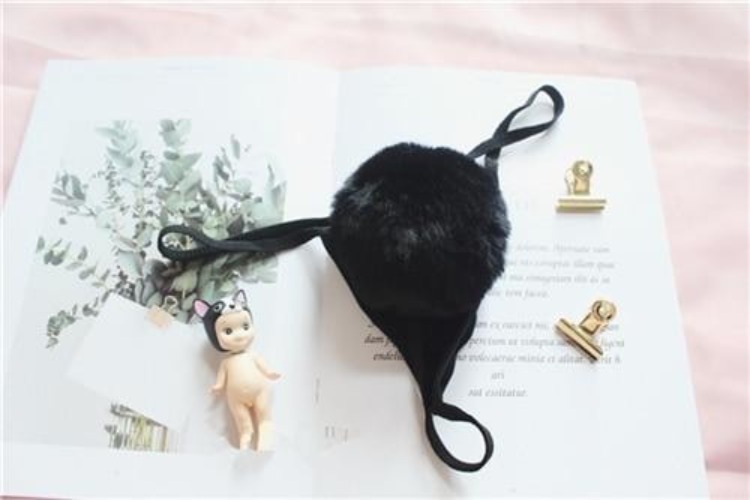 Tail Thongs - Black Bunny