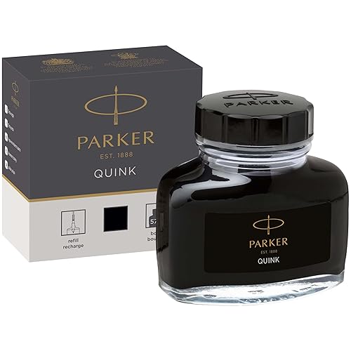 Parker Fountain Pen Ink Bottle, Black QUINK Ink, 57 ml Fountain Pen Refill - Black - 1.9 Fl Oz (Pack of 1) - box