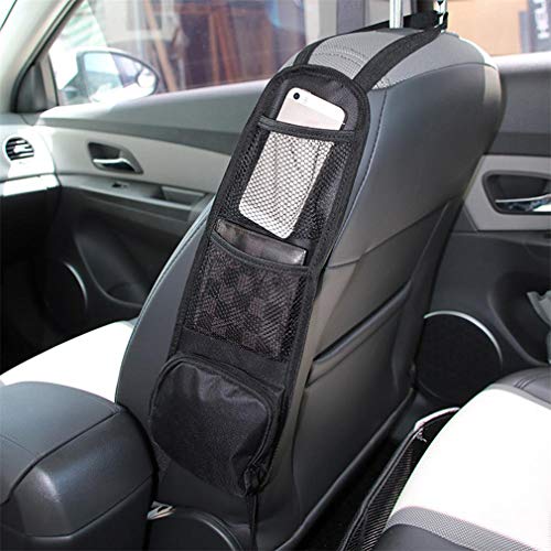 Kartisen Car Seat Side Organizer, Automobile Seat Storage Hanging Bag, Multi-Pocket Drink Holder, Mesh Pocket Car Seat Phone Holder for Cars/Truck (Black) - Black