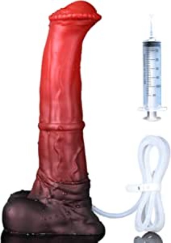 Nothosaur「CONOLA with Cum Tube」8.1 inch Long x 1.7 inch Wide HORESEⅡDildo Silicone Anal Plug,Unique Design Huge Dildo with Strong Suction Cup for Adult Sexy Toys Butt Plug Toys Mixed Colors, S - Red & Black W/Tube S