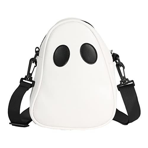 TIAASTAP Halloween Ghost Crossbody Bag, Funny Leather Shoulder Handbag, Black and White Satchel Bag for Women Girls Boys Men - A White